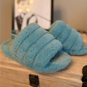 UGG Light Blue Fuzzy Slippers